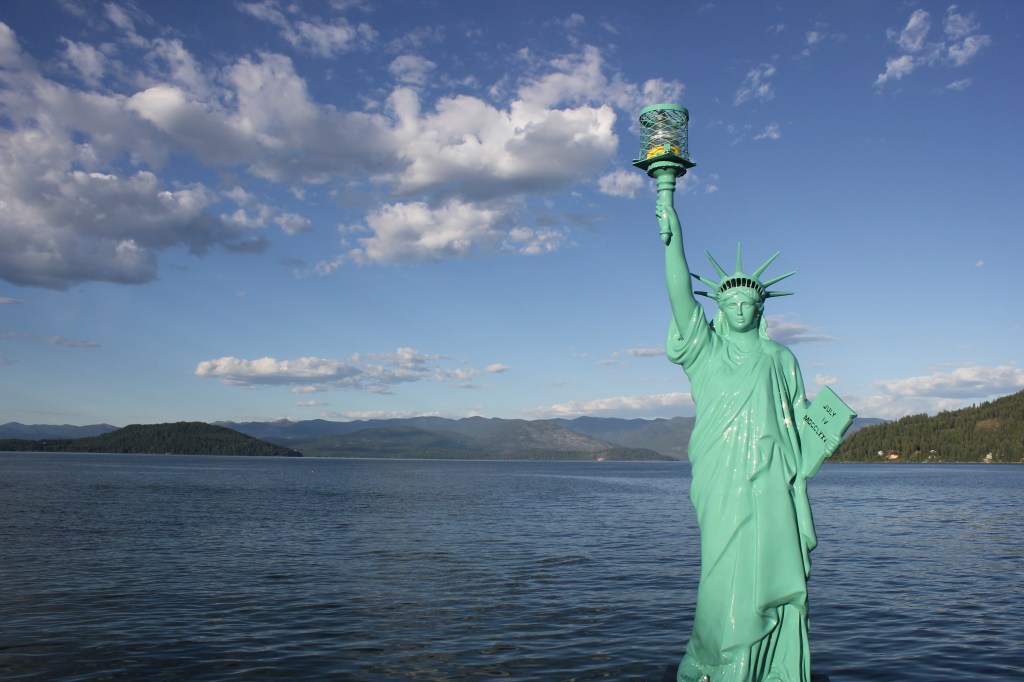 Statue of Liberty sculpture on Lake Pend Orielle